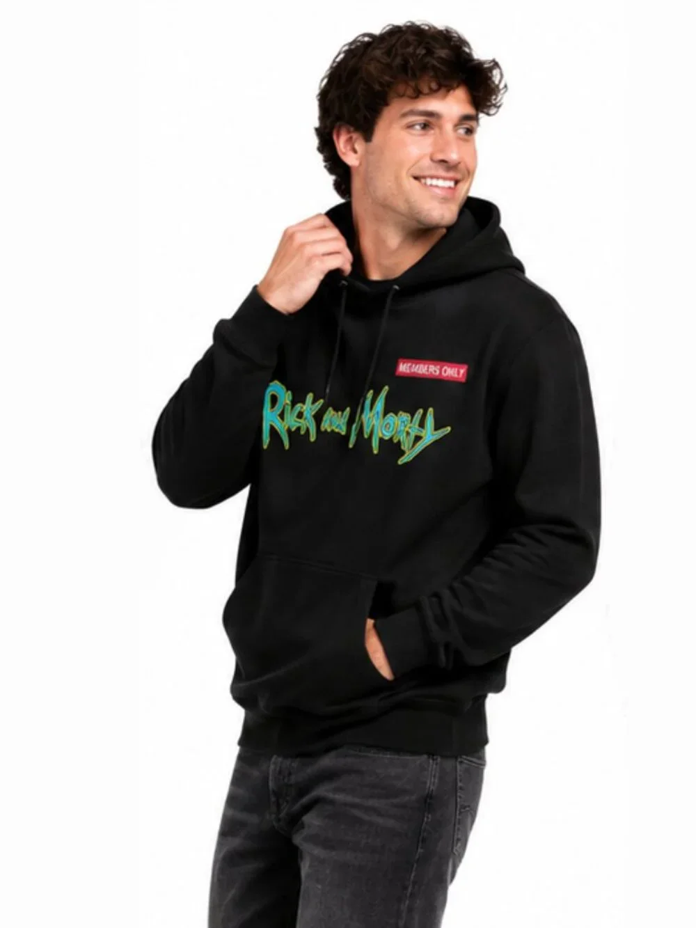 NWT Members Only Rick and Morty Men's Large Sweatshirt Pullover Hoodie W/Pocket